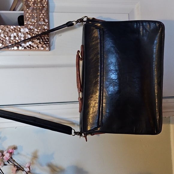 Black and Brown Satchel with Bow Accent - Picture 8 of 16
